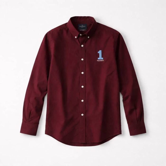 Mens Heritage Oxford Long Sleeve Shirt Wine