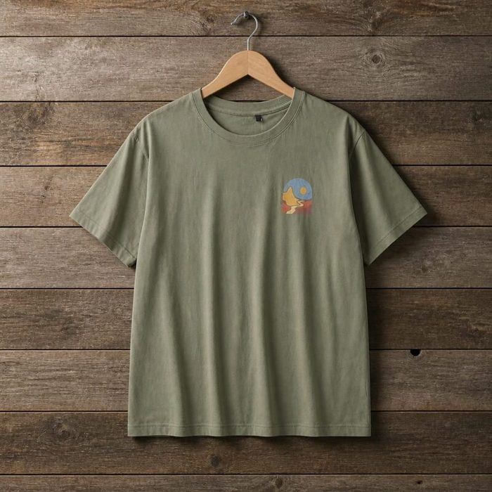 Men’s “Journey” Landscape Graphic Front & Back Crew Neck T-Shirt – Olive Green — image 1