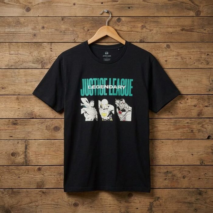 Mens Justice League Graphic Crew Neck T Shirt Black