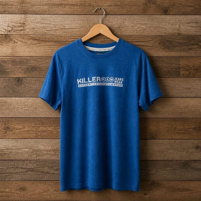 Mens Killer Jeans Wear Logo Crew Neck Short Sleeve T Shirt Royal Blue