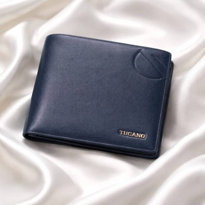 Men’s Leather Bi-fold/Slim Wallet – Blue — image 1
