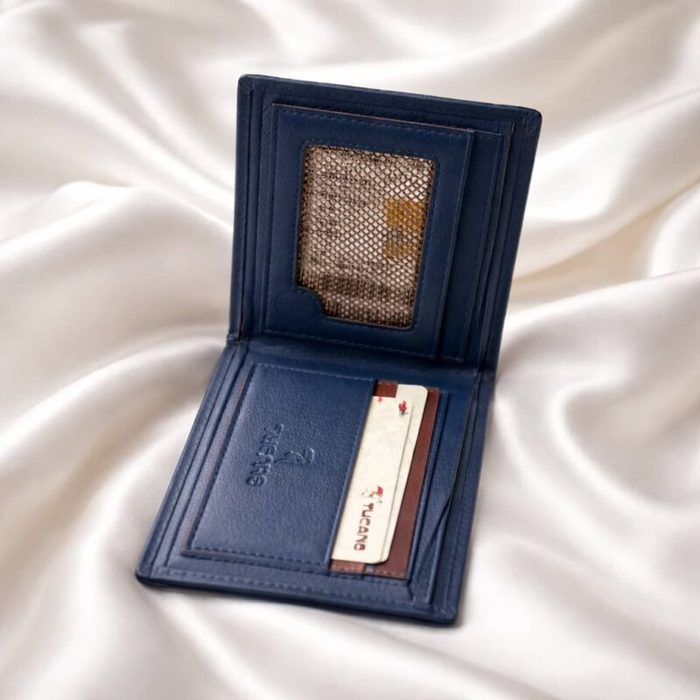 Men’s Leather Bi-fold/Slim Wallet – Blue