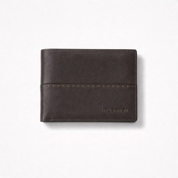 Men’s Leather Bi-fold/Slim Wallet – Coffee Brown — image 3