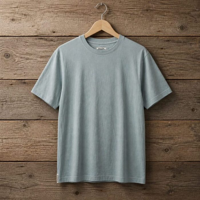 Mens Light Grey Plain Crew Neck Short Sleeve T Shirt Light Blue Grey