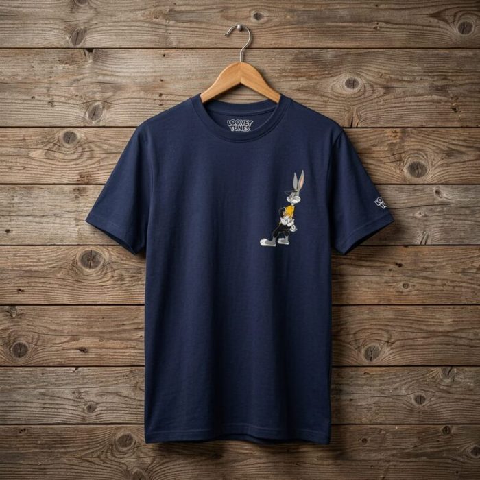 Mens Looney Tunes Bugs Bunny Crew Neck Graphic T Shirt Navy Blue