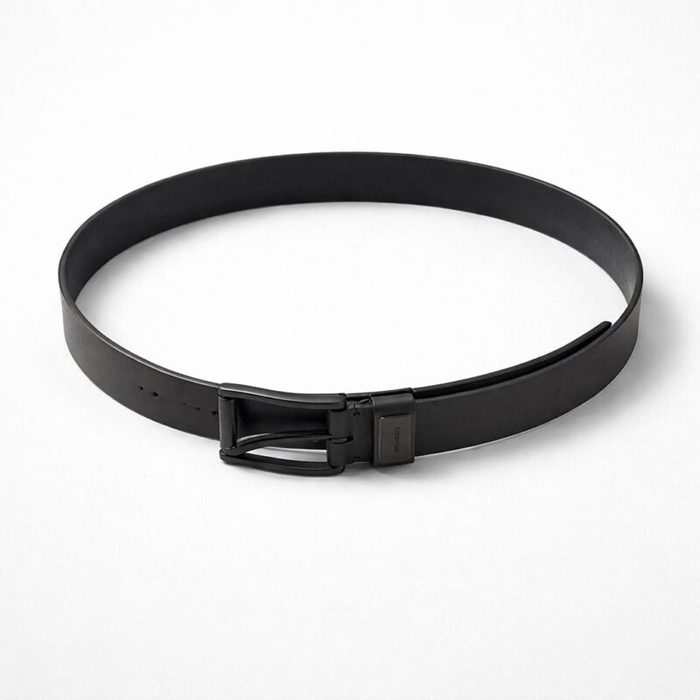 Mens Matte Finish Leather Dress Belt Black