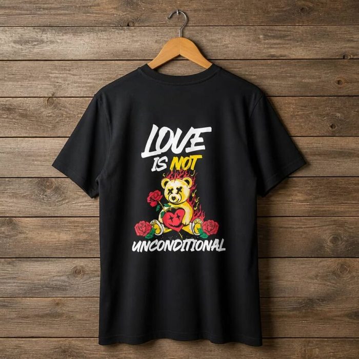 Men’s Graphic Print Crew Neck T-Shirt – Black