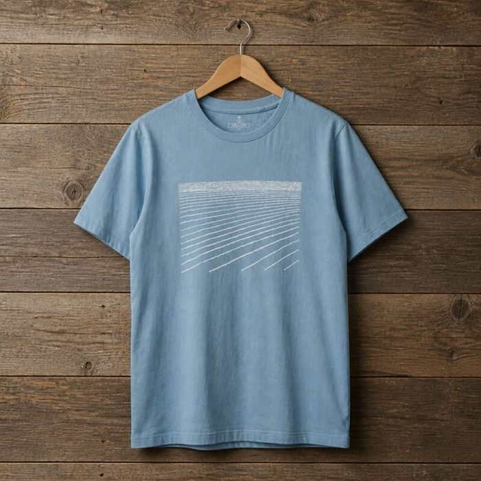 Men’s Minimal Line Graphic Crew Neck T-Shirt – Light Blue — image 1
