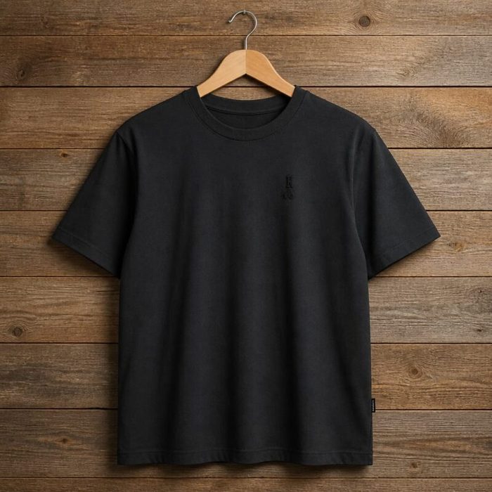 Mens Minimal Logo Crew Neck Short Sleeve T Shirt Black
