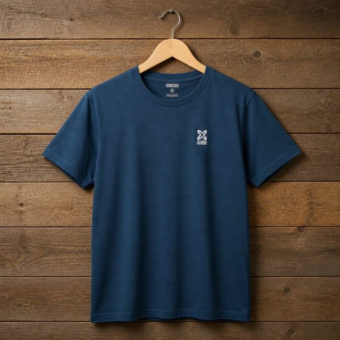 Mens Minimal Logo T Shirt Steel Blue