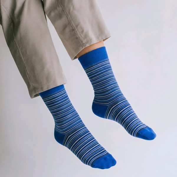 Men’s Multi-Stripe Crew Socks – Blue — image 1