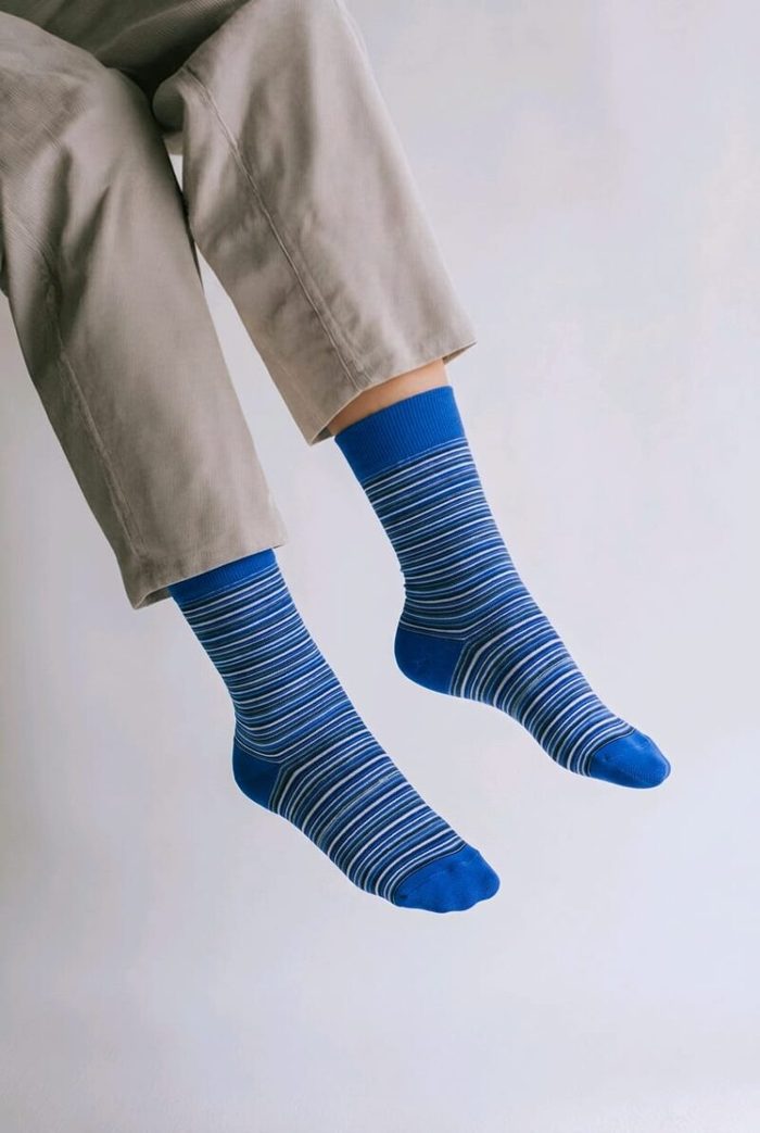 Men’s Multi-Stripe Crew Socks – Blue
