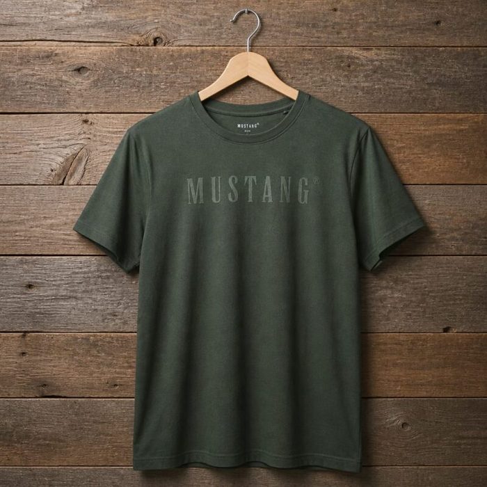 Mens Mustang Minimal Logo T Shirt Olive Green