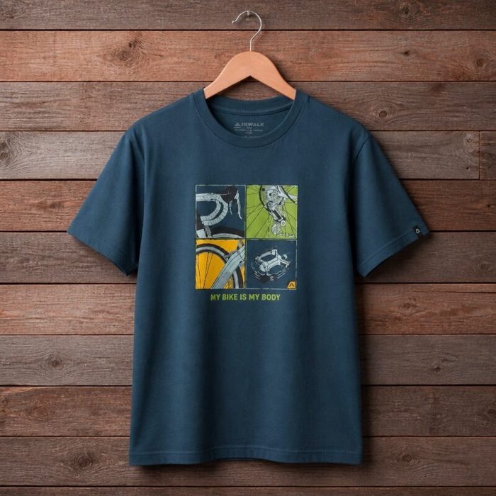 Mens My Bike Is My Body Cycling Graphic T Shirt Deep Teal
