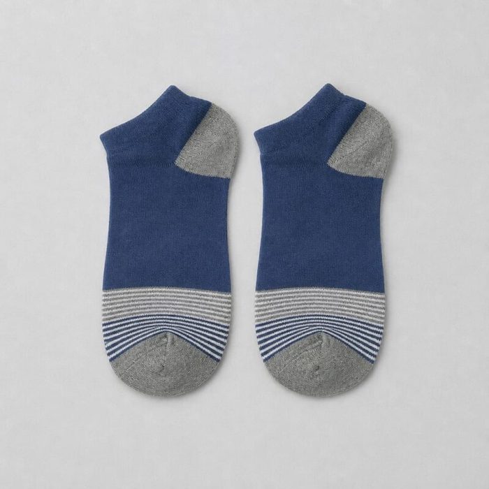 Men’s Navy Blue Ankle Socks with Grey Contrast & Striped Detail — image 3