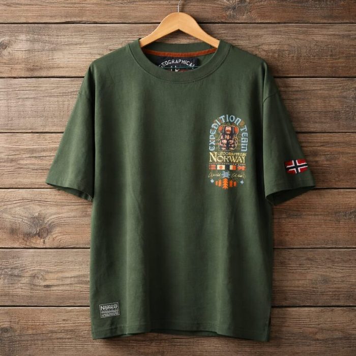 Men’s Norway Expedition Graphic Short Sleeve Crew Neck  T-Shirt – Olive Green — image 1