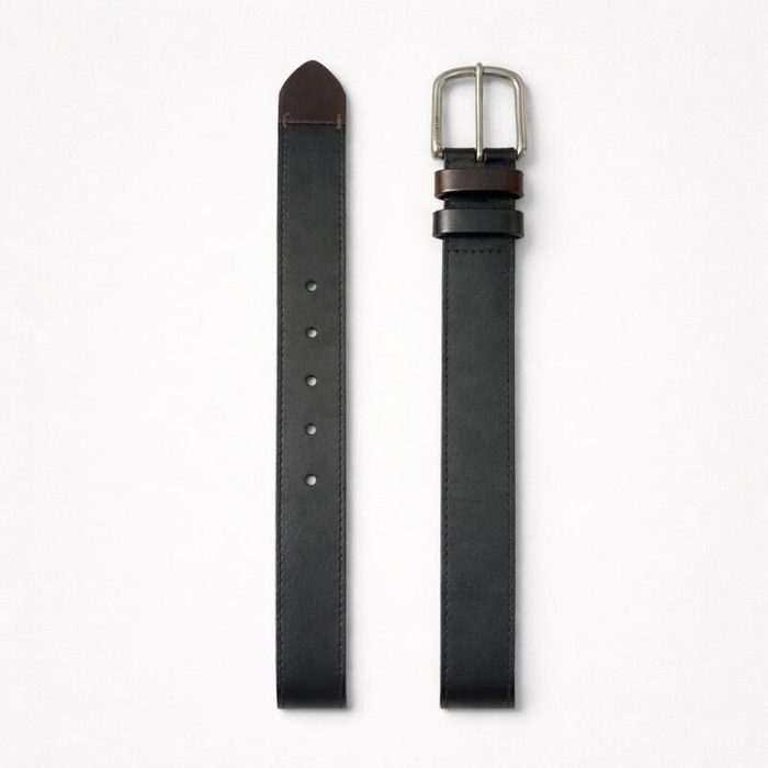 Men’s Premium Contrast Keeper Loop Buckle Belt – Black — image 1