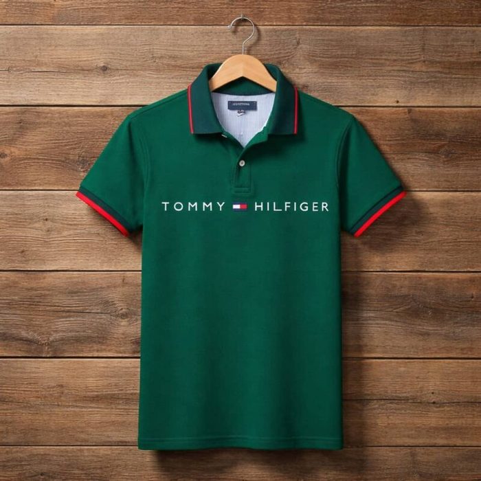 Men’s Premium Contrast /  Tipped Accents  Polo Shirt –  Forest Green — image 1