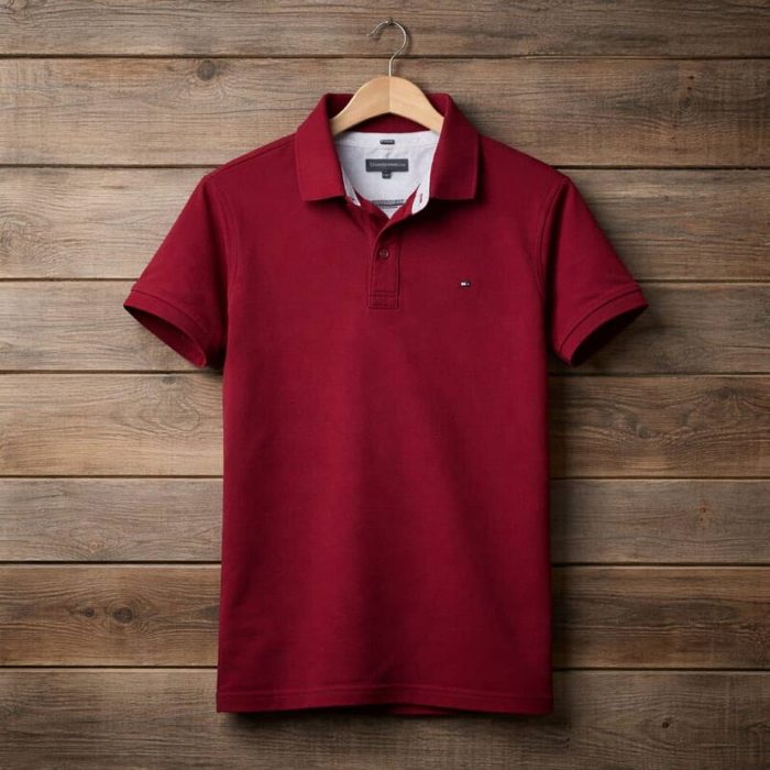 Mens Premium Embroidered Polo Shirt Burgundy