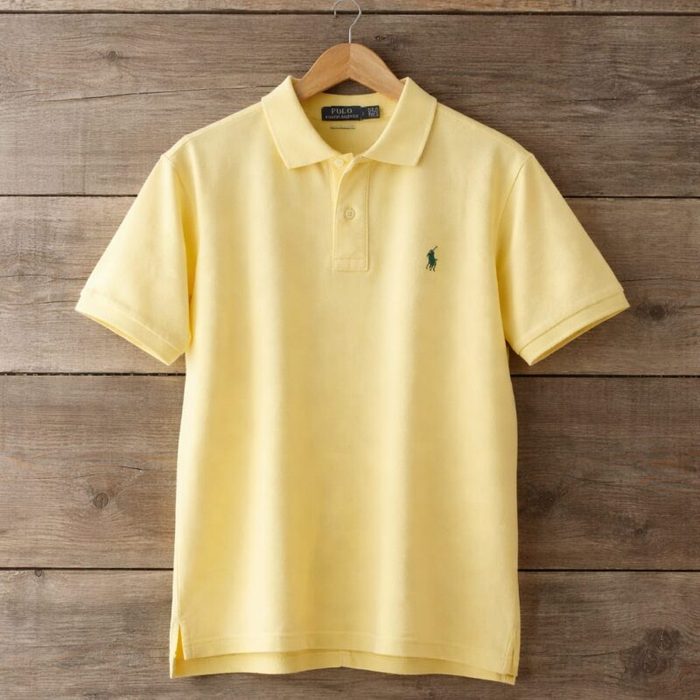 Men’s Premium Embroidered  Polo Shirt – Light Yellow — image 1