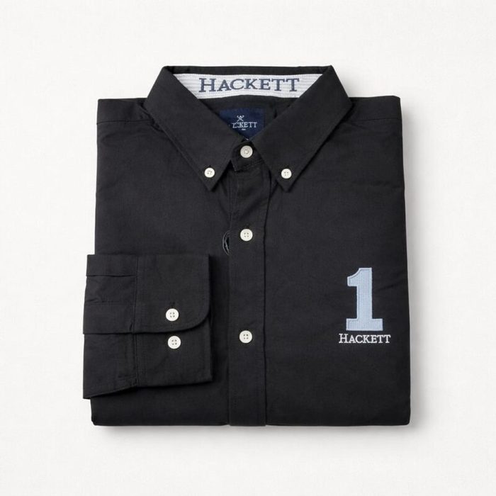 Mens Premium Heritage Oxford Long Sleeve Shirt Black 2