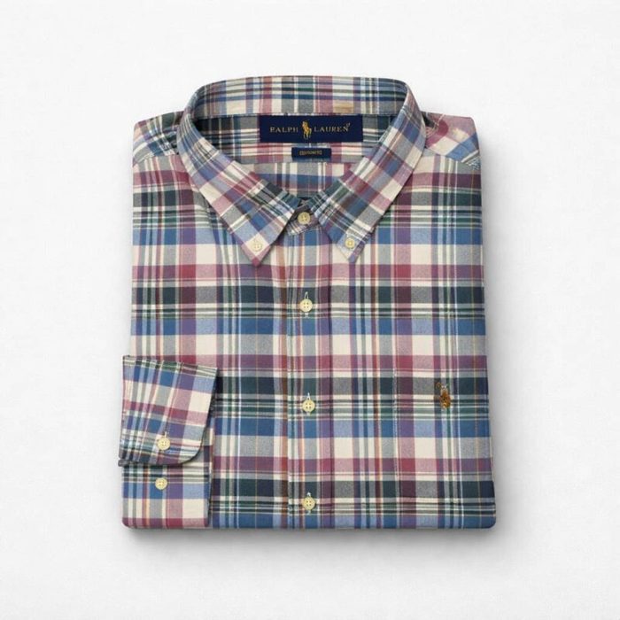 Mens Premium Multi Color Plaid Long Sleeve Shirt