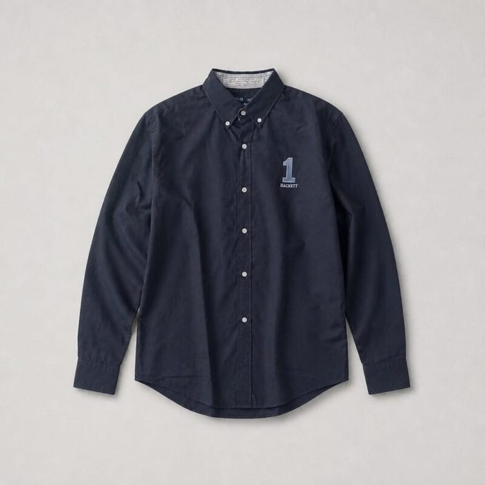 Men’s Premium Oxford Long Sleeve Embroidered Shirt – Navy Blue — image 2