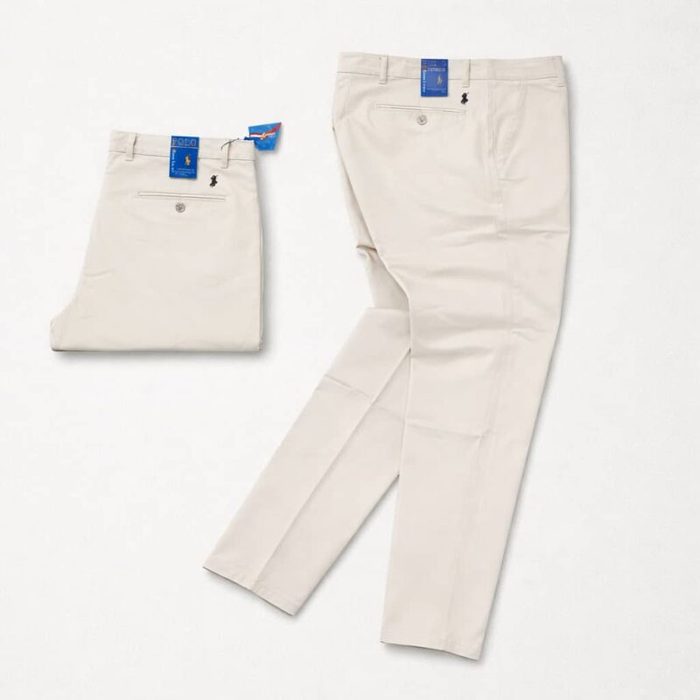 Mens Premium Regular Fit Cotton Chino Pants Beige