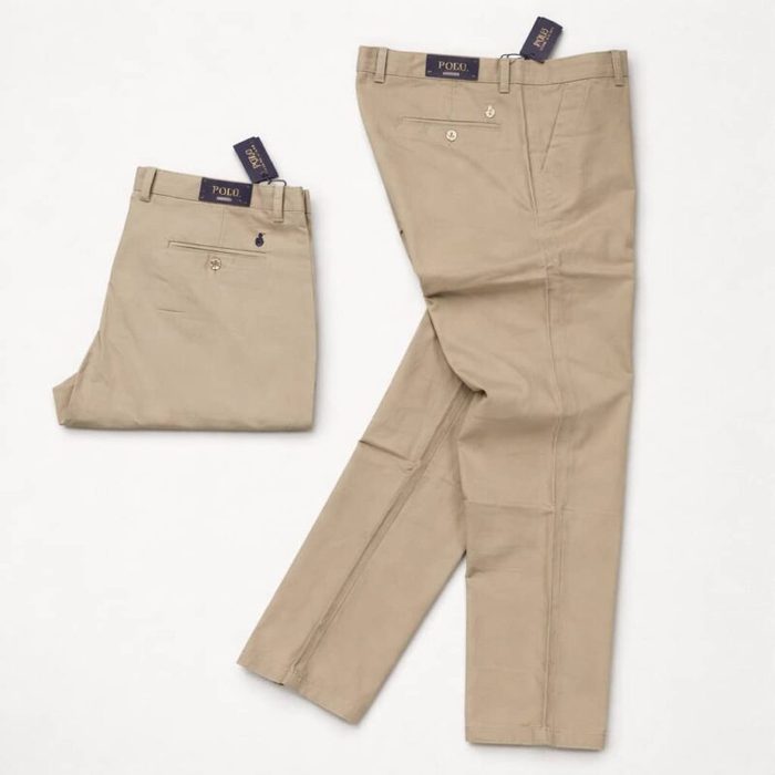 Mens Premium Regular Fit Cotton Chino Pants Khaki