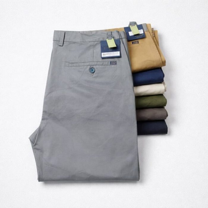 Mens Premium Stretch Cotton Chino Pants Light Grey