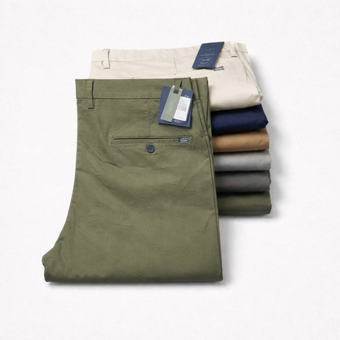 Mens Premium Stretch Cotton Chinos Pants Olive Green