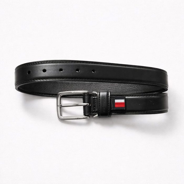 Men’s Premium Stripped Leather Buckle Belt – Black