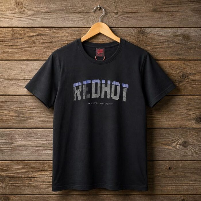 Mens Redhot Graphic Crew Neck T Shirt Black