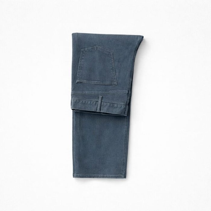 Mens Regular Fit Stretch Denim Jeans Washed Blue Grey