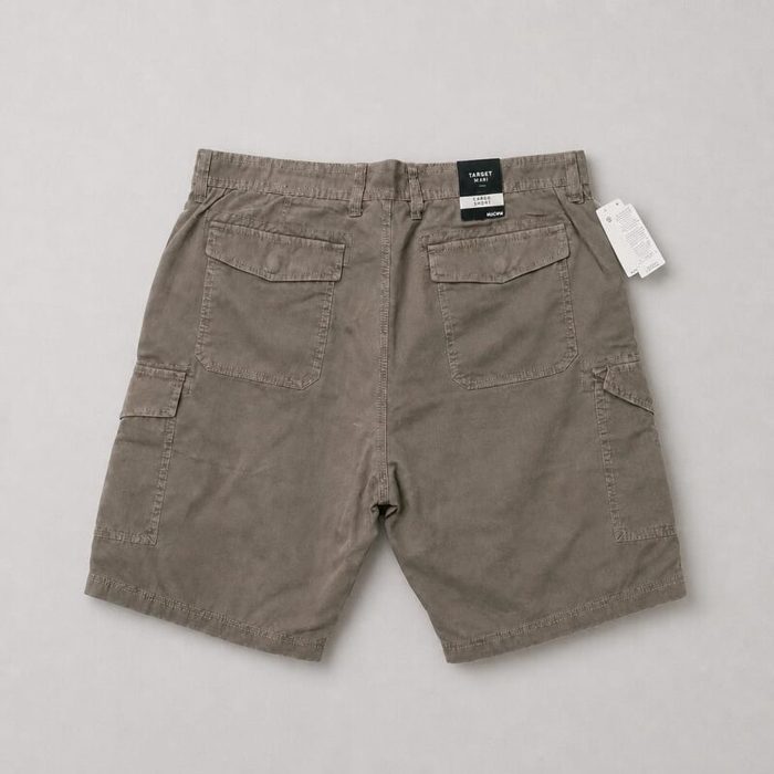Mens Relaxed Fit Utility Cargo Shorts Muted Grey Brown