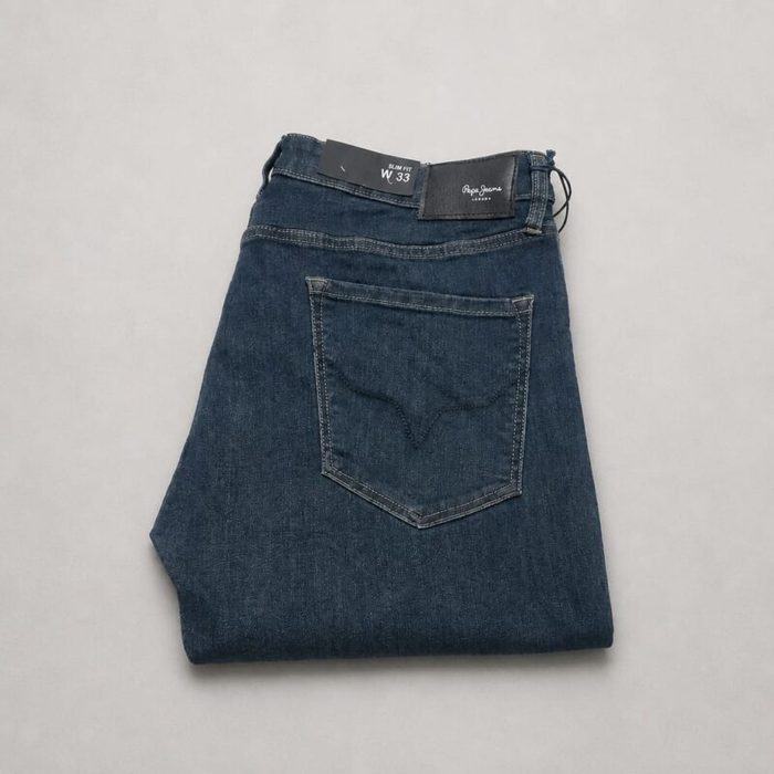 Men’s Straight Fit Stretch Denim Jeans – Dark Wash Blue