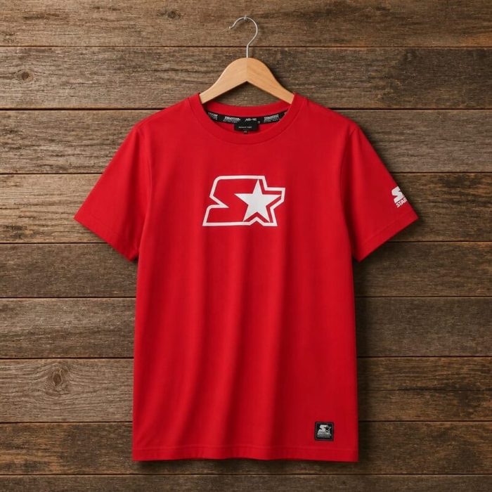 Mens Starter Logo Graphic Crew Neck T Shirt Red