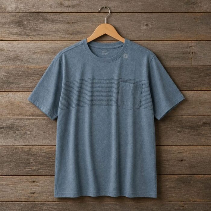 Men’s Stripe Crew Neck T-Shirt – Slate Blue — image 1