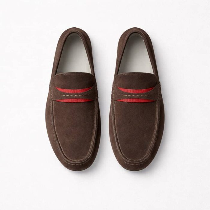 Men’s Suede Slip-On Penny Loafers – Brown — image 2