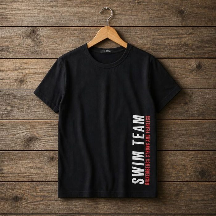 Mens Swim Team Graphic Crew Neck T Shirt Black
