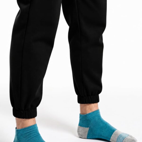Men’s Teal Blue Ankle Socks with Grey Contrast & Striped Detail — image 1