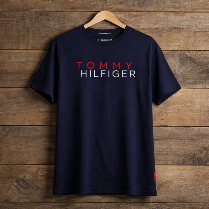 Men’s Two-Tone Graphic Print Crew Neck T-Shirt – Navy Blue — image 1