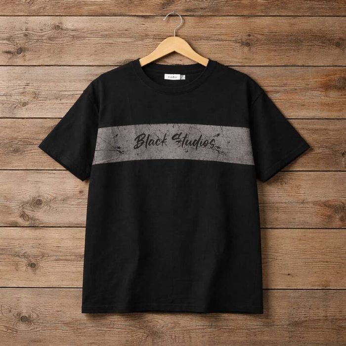 Men’s Urban Noir Distressed Band Graphic Crew Neck T-Shirt – Black — image 1