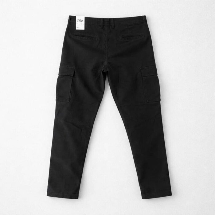 Mens Urban Tactical Loose Fit Cargo Utility Pocket Trouser Black