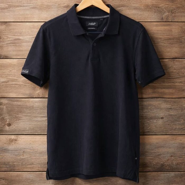 Men’s Wrinkle-Recovery Classic Crocodile Polo Shirt – Black — image 1