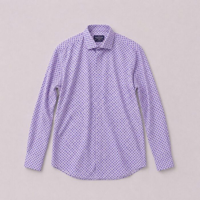 Molteno Men’s Lavender Polka Dot Long Sleeve Shirt – Lavender Purple / Blue — image 2