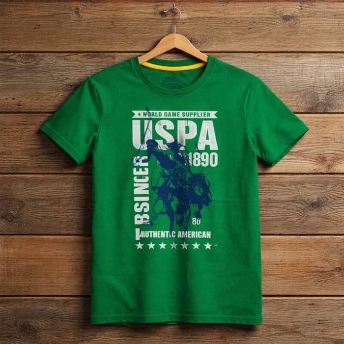 U S P a Mens Premium Graphic Print Crew Neck T Shirt Emerald Green
