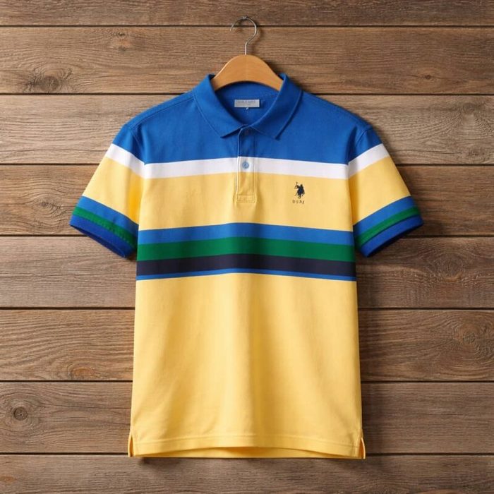 U.S. Polo Assn. Men’s Multi-Stripe Polo Shirt – Pastel Yellow — image 1