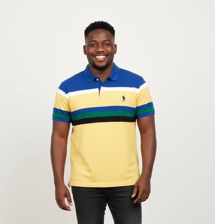 U.S. Polo Assn. Men’s Multi-Stripe Polo Shirt – Pastel Yellow