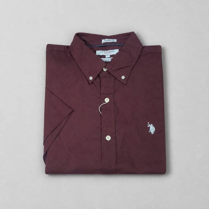U.S. Polo Assn. Men’s Short Sleeve Oxford Shirt – Burgundy — image 1